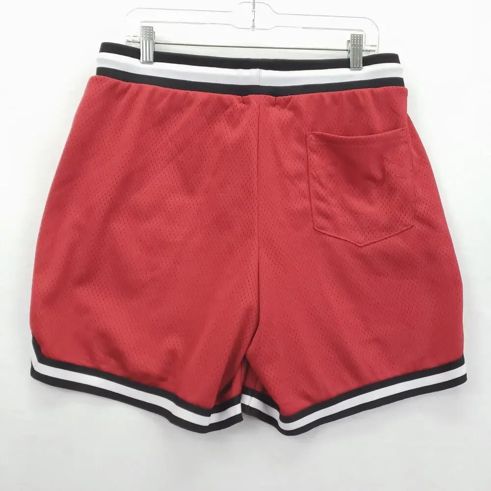 True Religion Jersey Shorts Set Mens Medium Red Arch Logo Mesh Basketball Brand